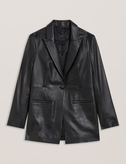 Ted Baker MELLIIE - Longline Single Breasted Leather Blazer