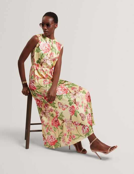 Ted Baker PARKER Satin Floral Sleeveless Maxi Dress