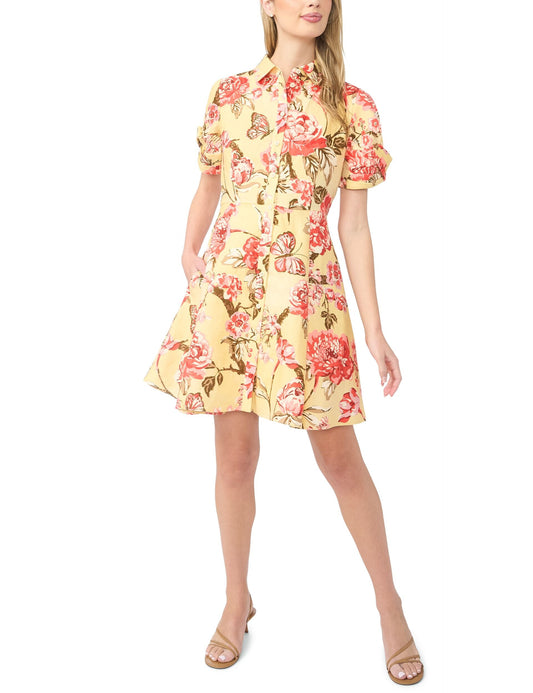 Ted Baker STINA Floral Twist Sleeve Mini Shirt Dress