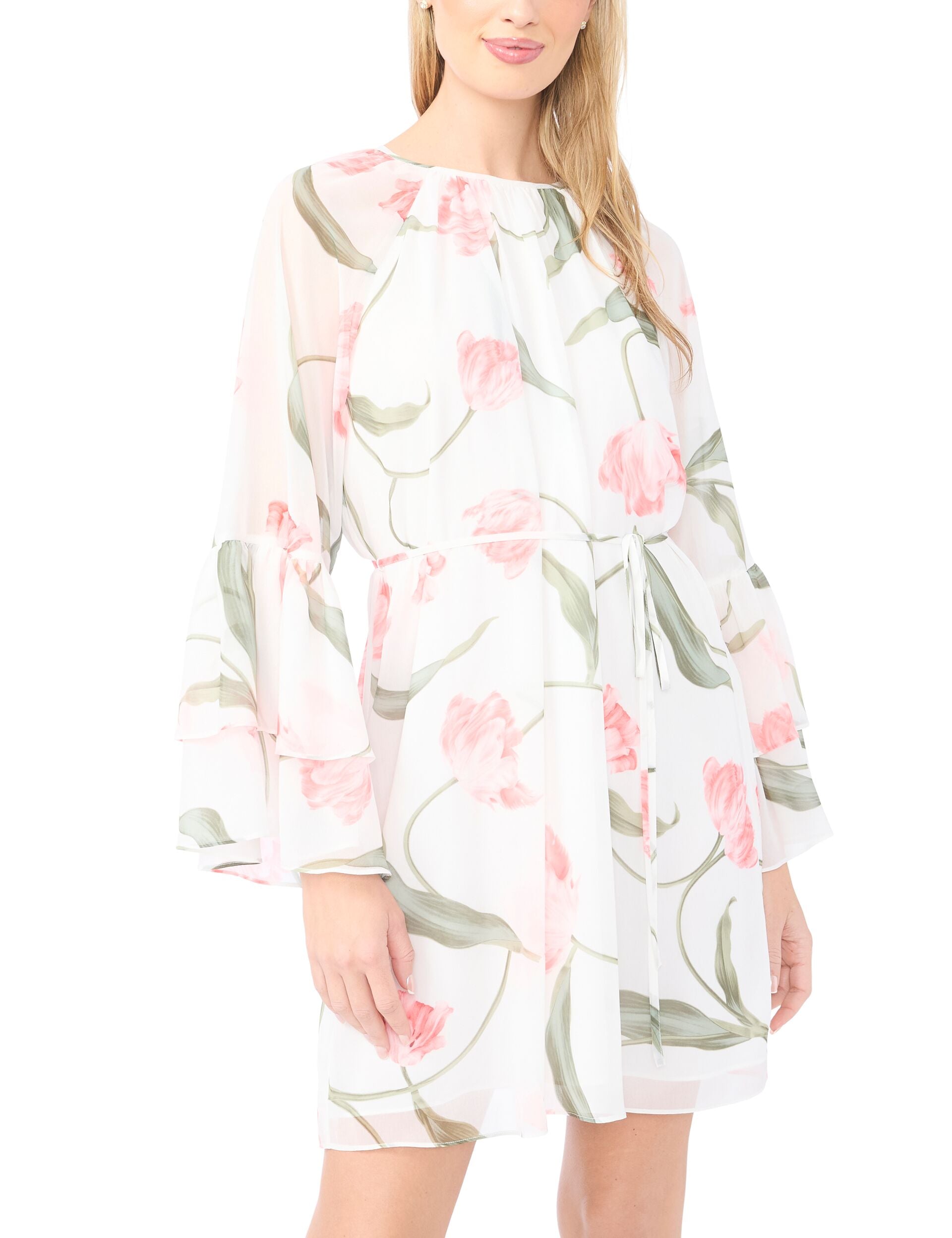 Ted Baker EFIA Floral Chiffon Frill Sleeve Mini Dress