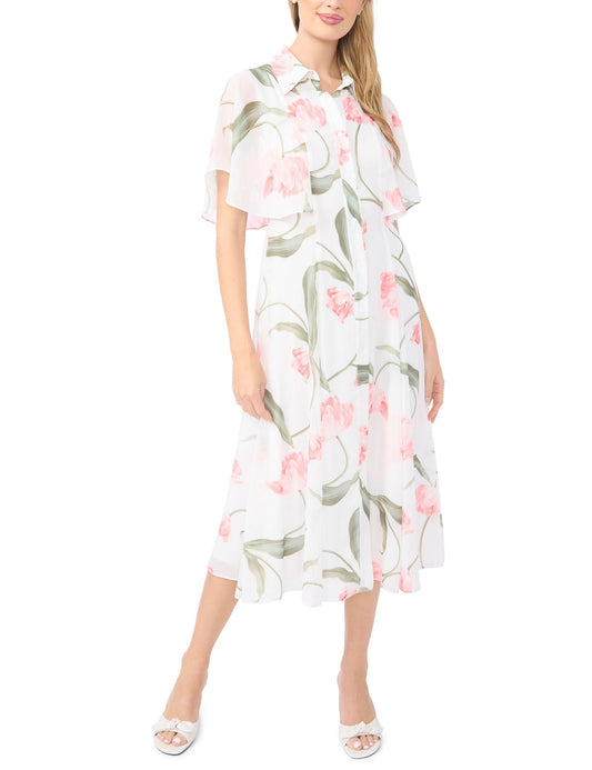 Ted Baker MIRIAM Floral Flutter Sleeve Midi Dress