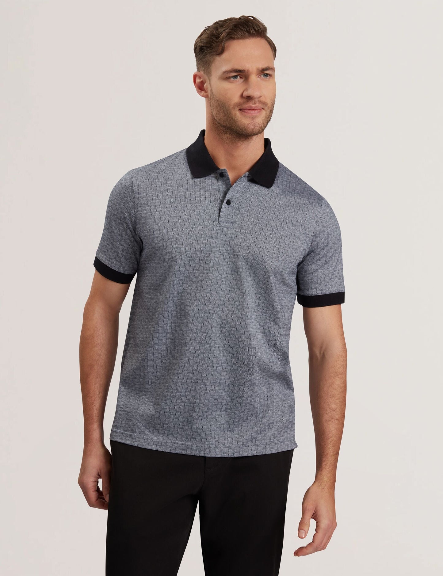 Ted Baker AUGUSO - Textured Jacquard Cotton Polo Shirt
