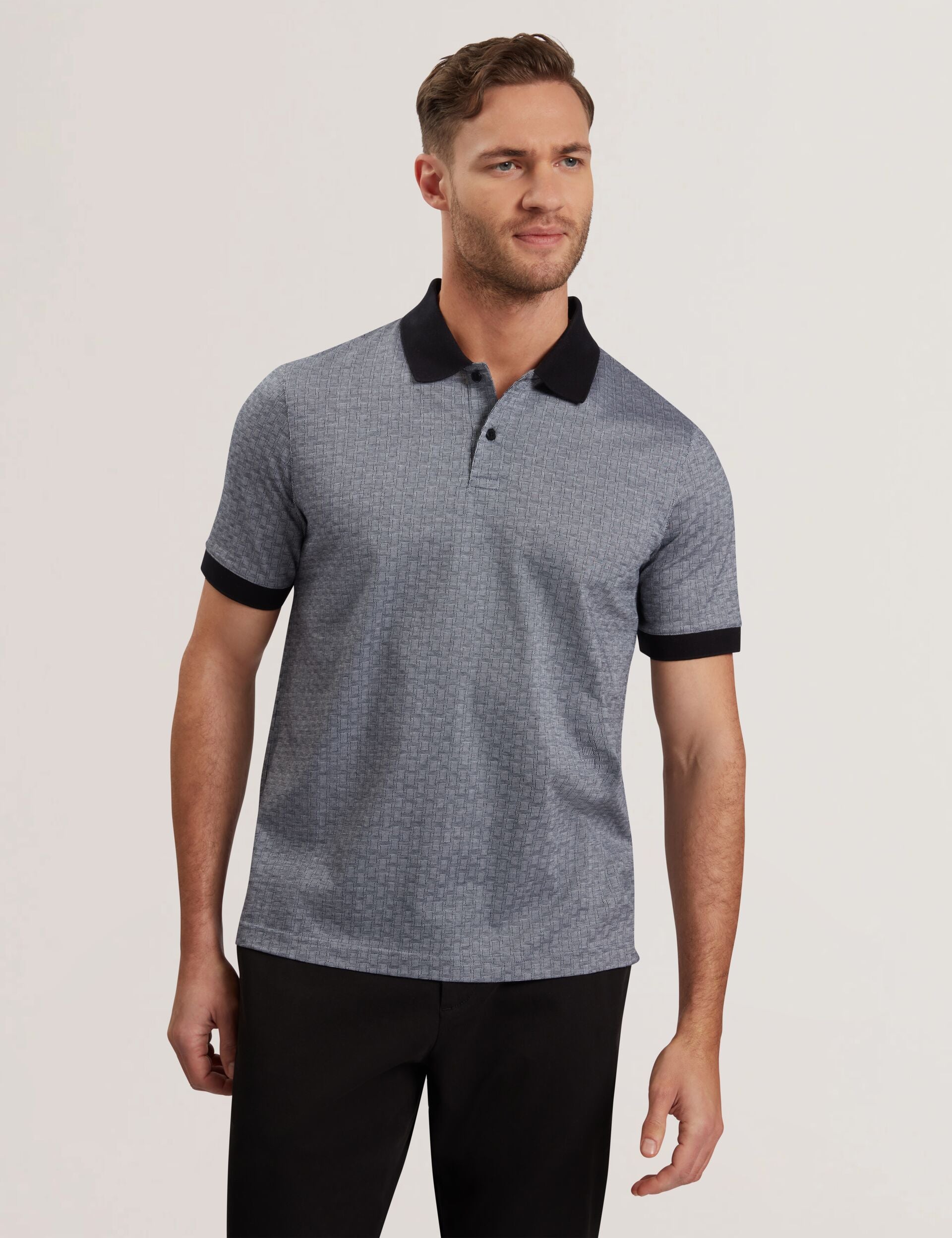 Ted Baker AUGUSO - Textured Jacquard Cotton Polo Shirt