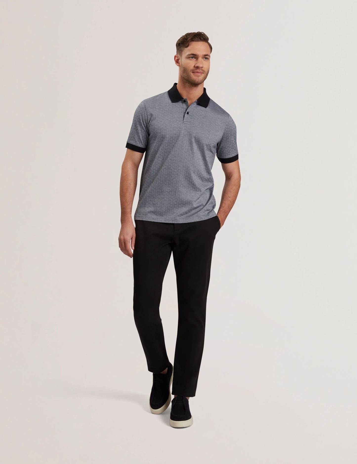 Ted Baker AUGUSO - Textured Jacquard Cotton Polo Shirt