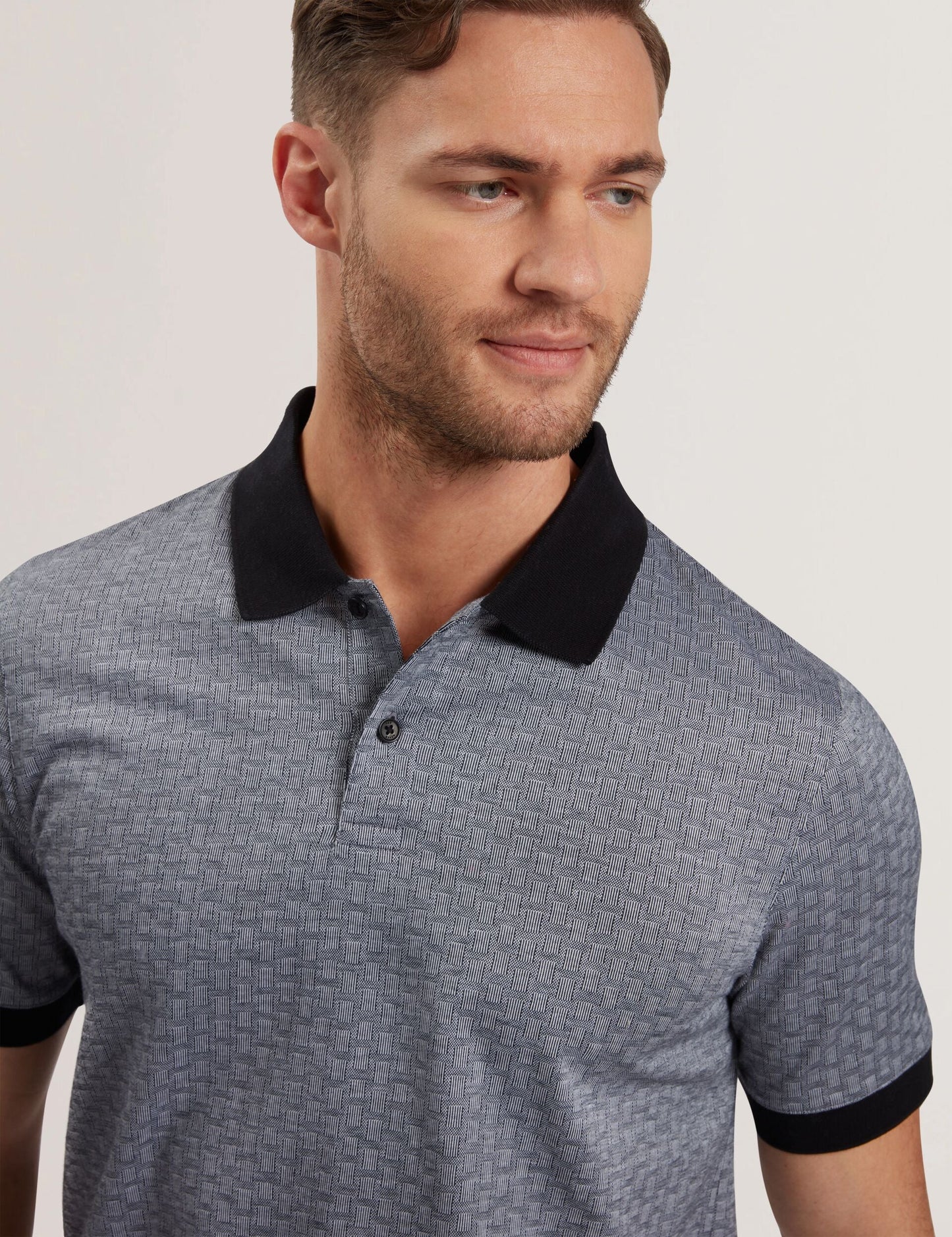 Ted Baker AUGUSO - Textured Jacquard Cotton Polo Shirt