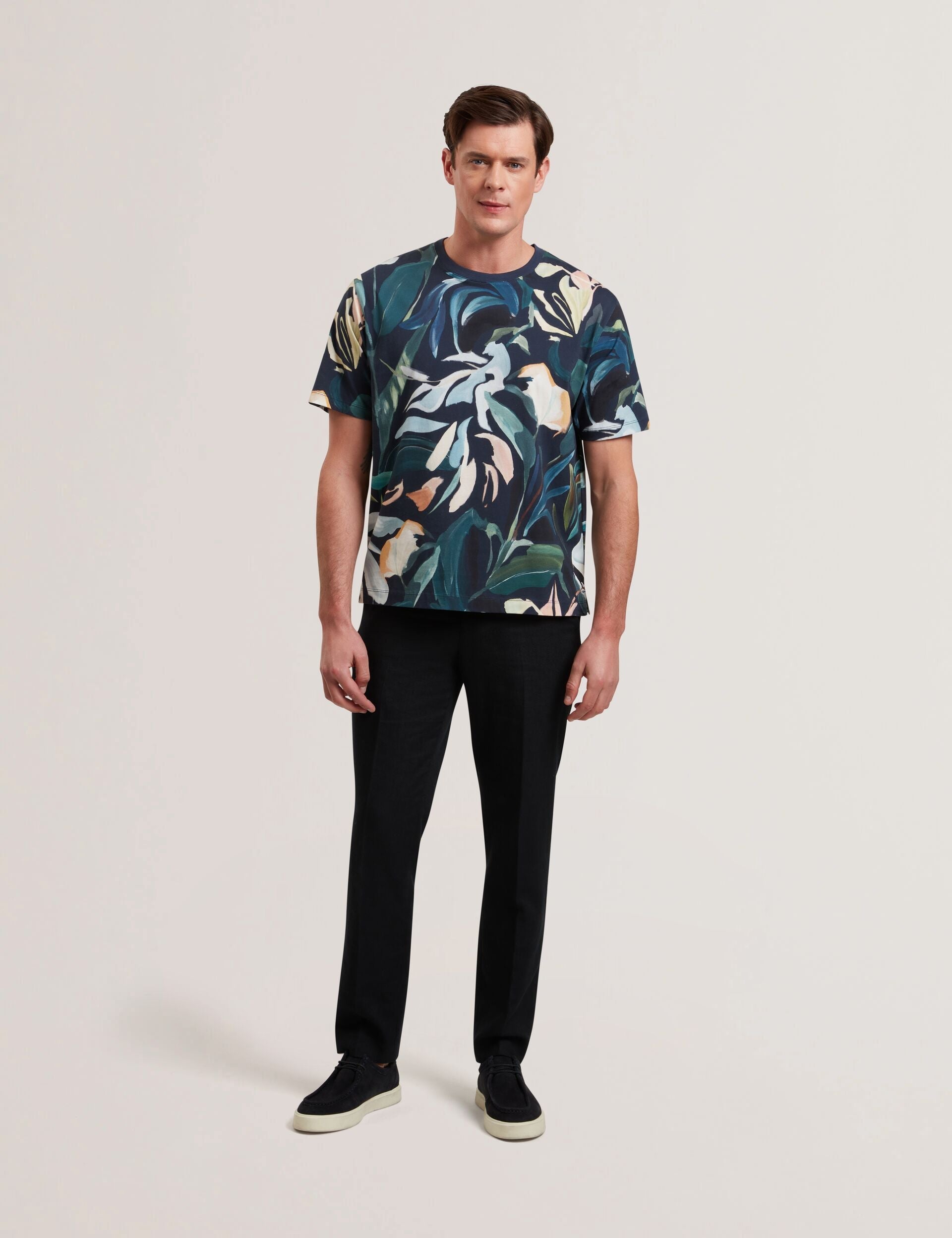 Ted Baker ALMOI - Abstract Floral Print Pure Cotton T-Shirt