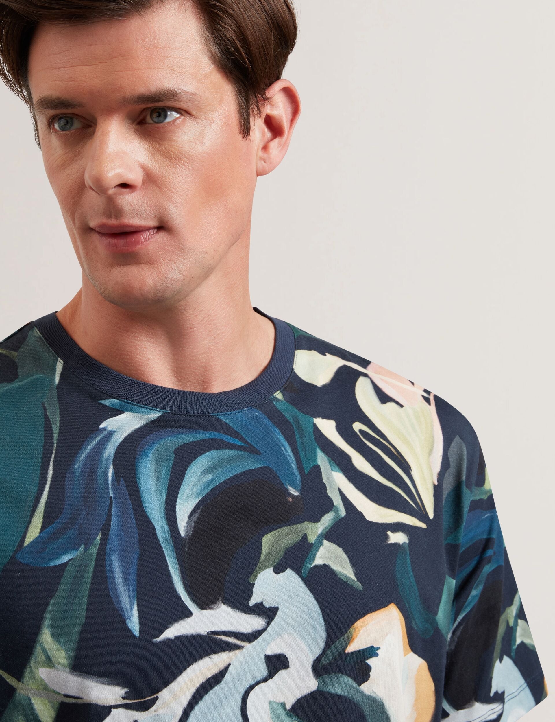 Ted Baker ALMOI - Abstract Floral Print Pure Cotton T-Shirt