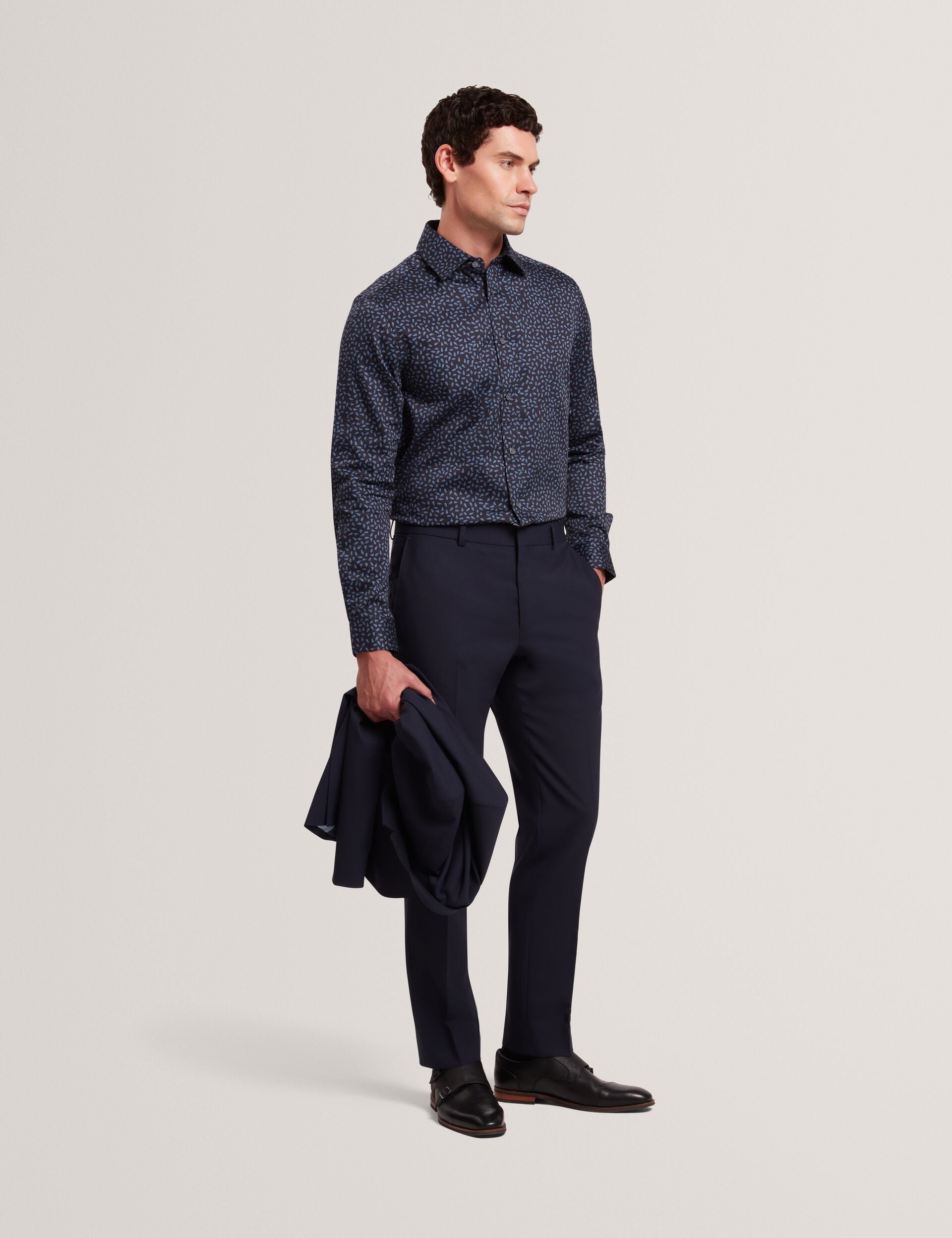 Ted Baker BLOCKLY - Mini Leaf Print Long Sleeve Cotton Shirt