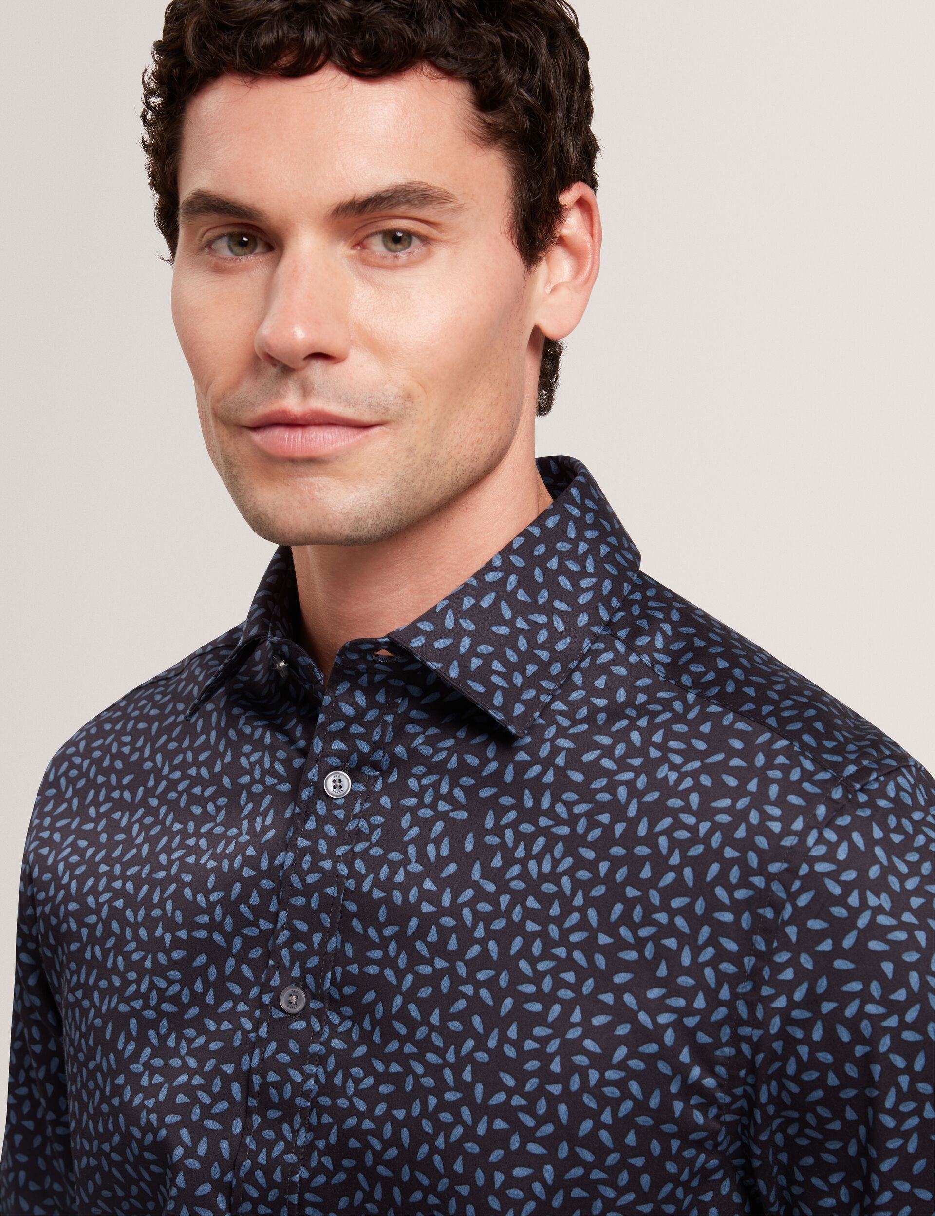 Ted Baker BLOCKLY - Mini Leaf Print Long Sleeve Cotton Shirt