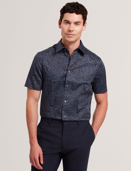 Ted Baker CAMPDEN - Mini Leaf Print Short Sleeve Cotton Shirt