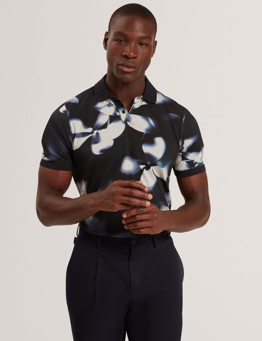 Ted Baker LONGBRI Photographic Floral Print Cotton Polo Shirt