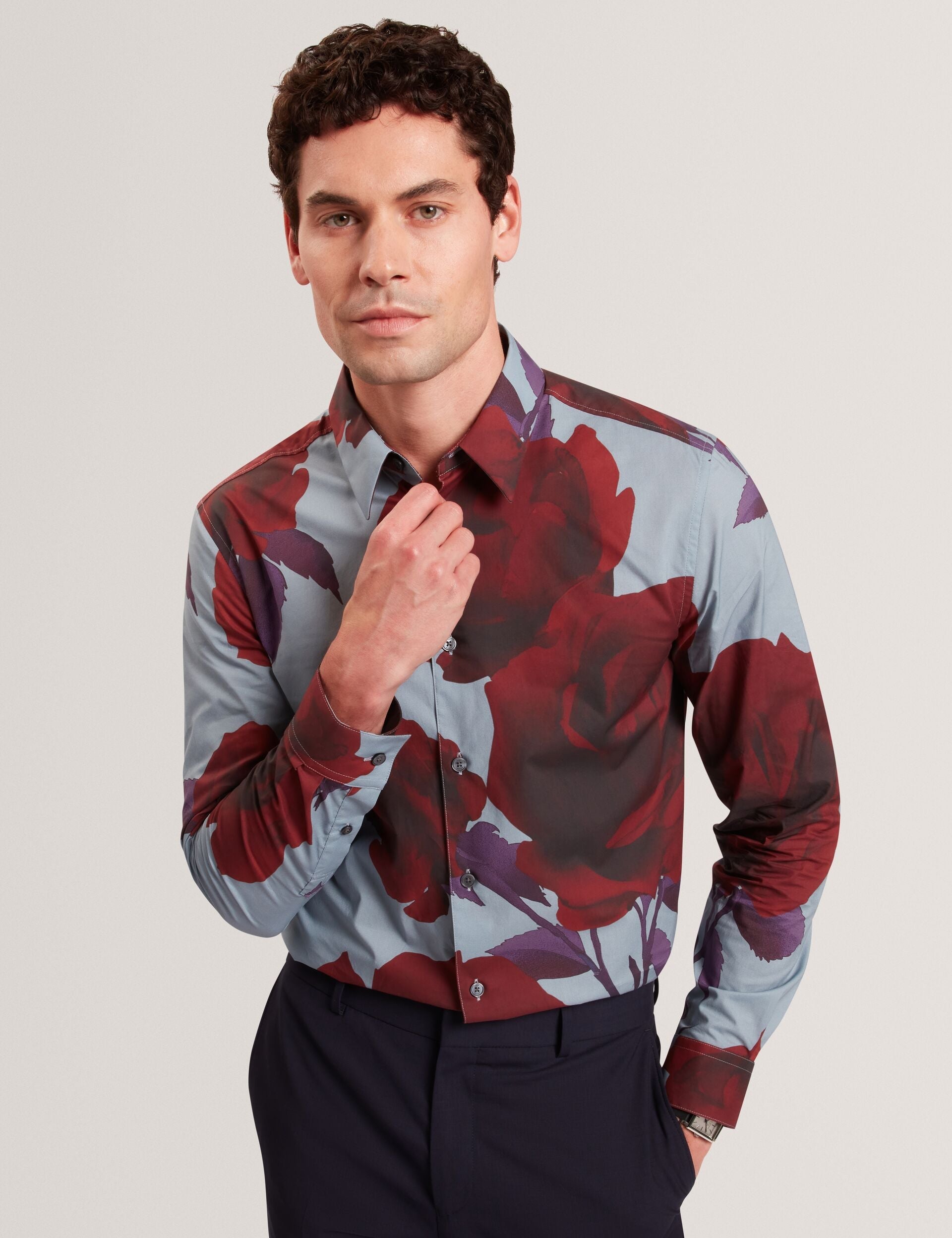 Ted Baker GIVIRA Rose Graphic Cotton Long Sleeve Shirt
