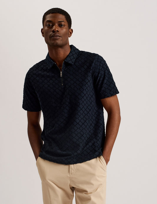 Ted Baker ANSOM - SS Reg Textured Towelling Zip Polo