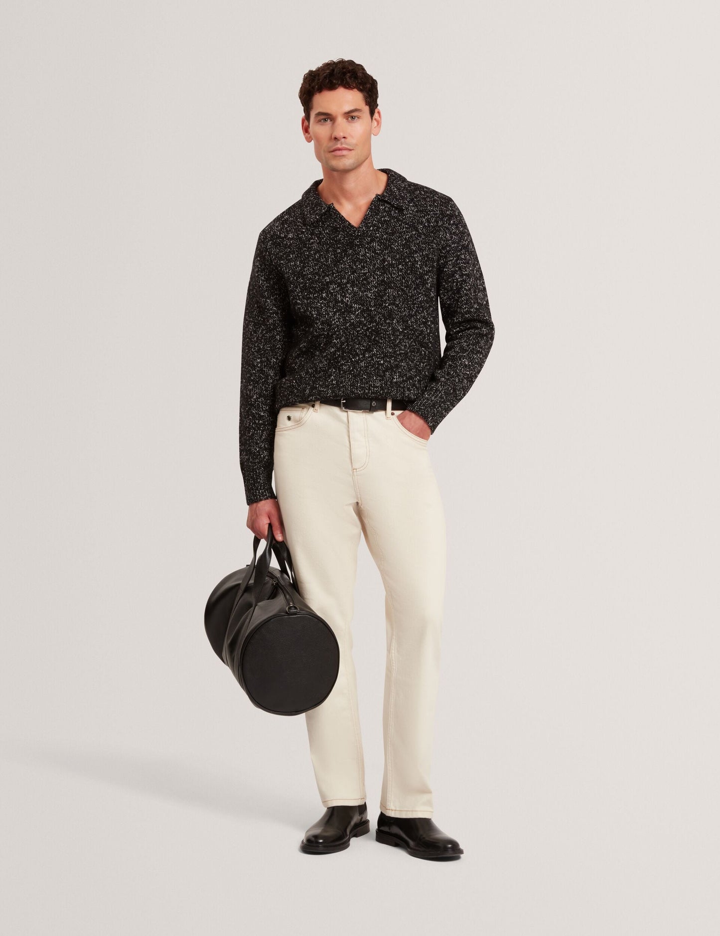 Ted Baker BERRETO Melange Knit Long Sleeve Polo Shirt