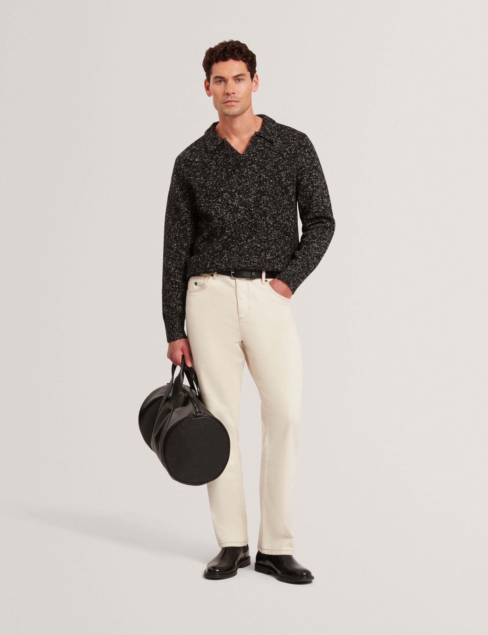 Ted Baker BERRETO Melange Knit Long Sleeve Polo Shirt