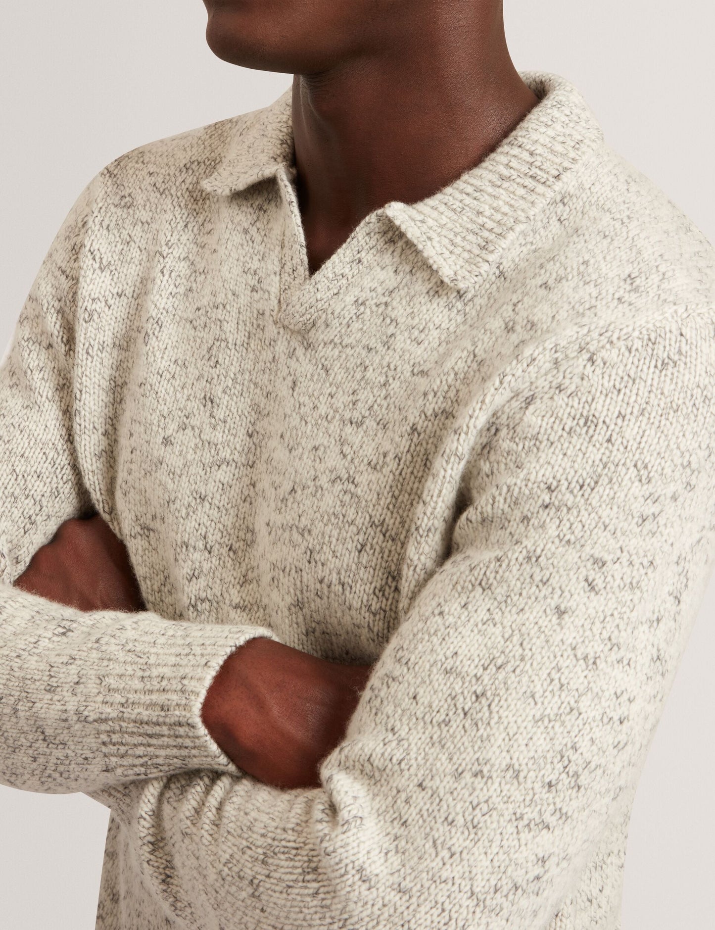 Ted Baker BERRETO Melange Knit Long Sleeve Polo Shirt