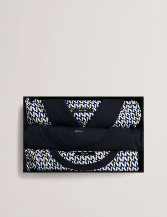 Ted Baker SANGS Geometric Jersey Top Gift Set in Navy