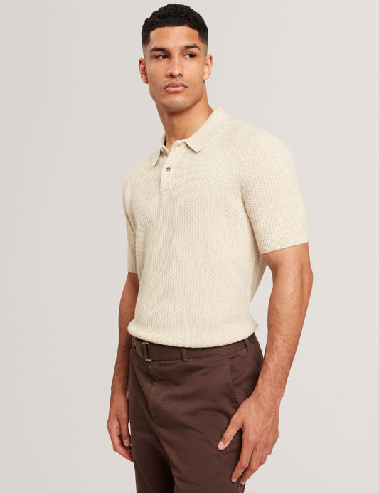 Ted Baker CAELUM Herringbone Texture Knit Short Sleeve Polo