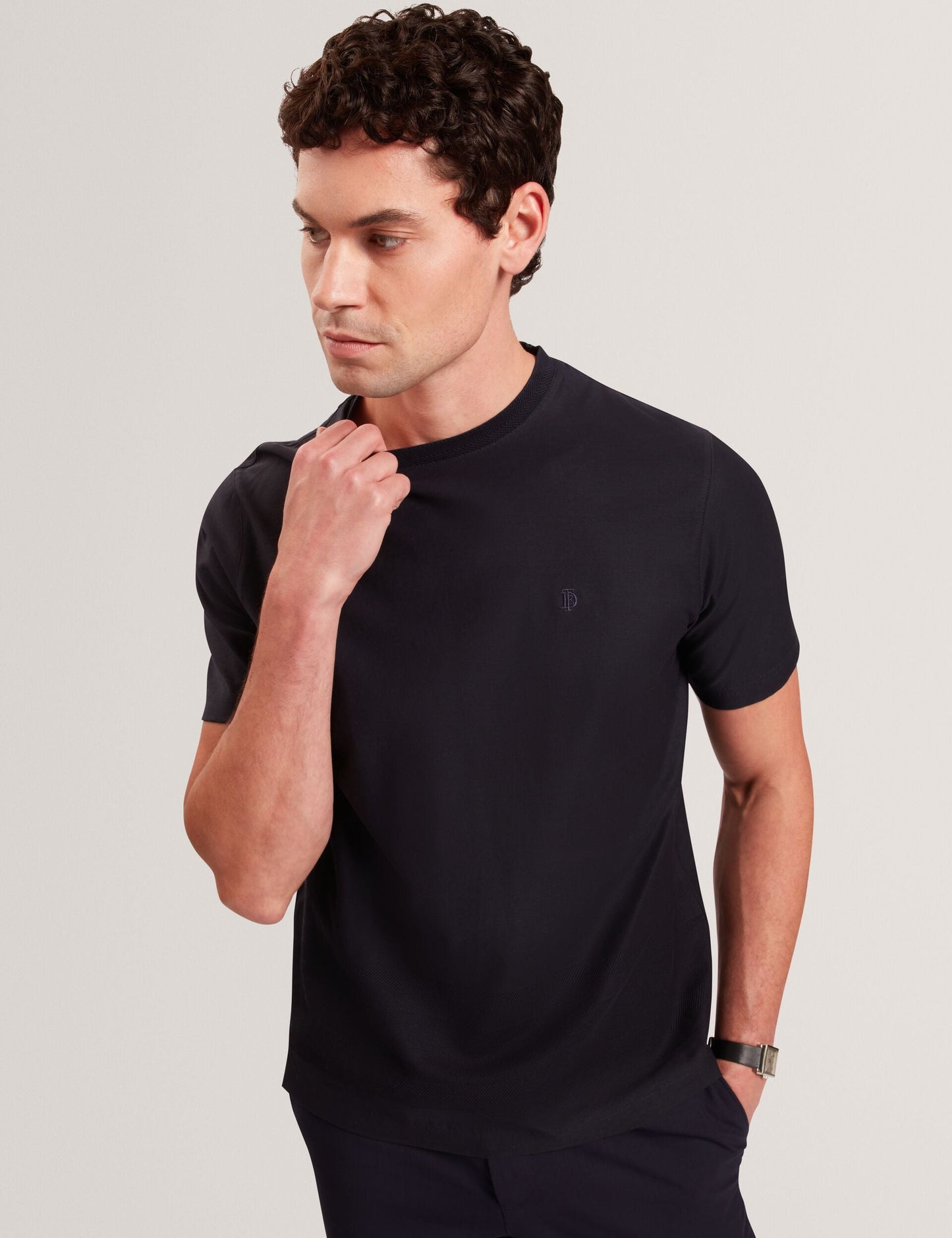 Ted Baker KAELITH Textured Panel Cotton Short Sleeve T-Shirt