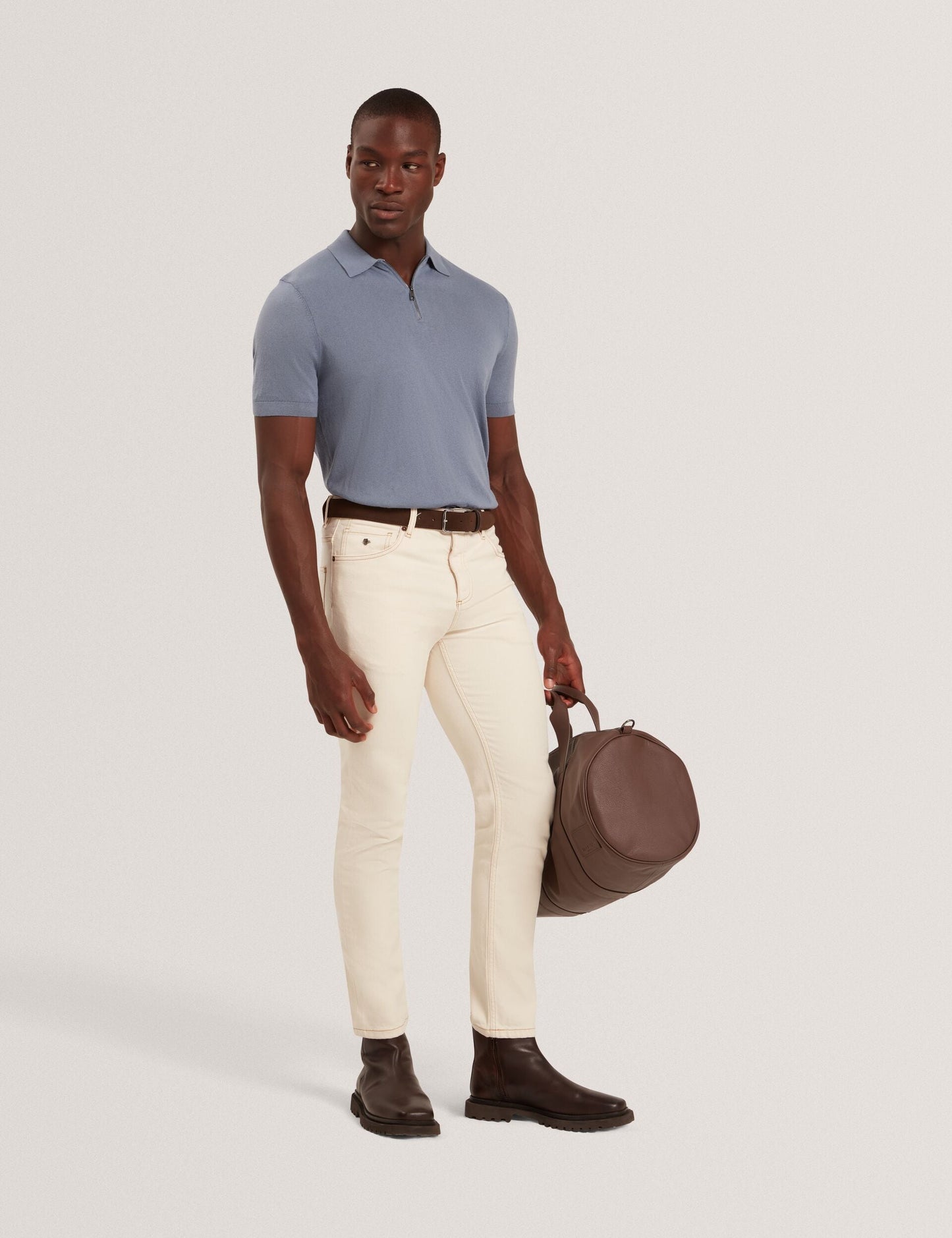Ted Baker GIVRANS Silk Blend Knit Zip Neck Polo