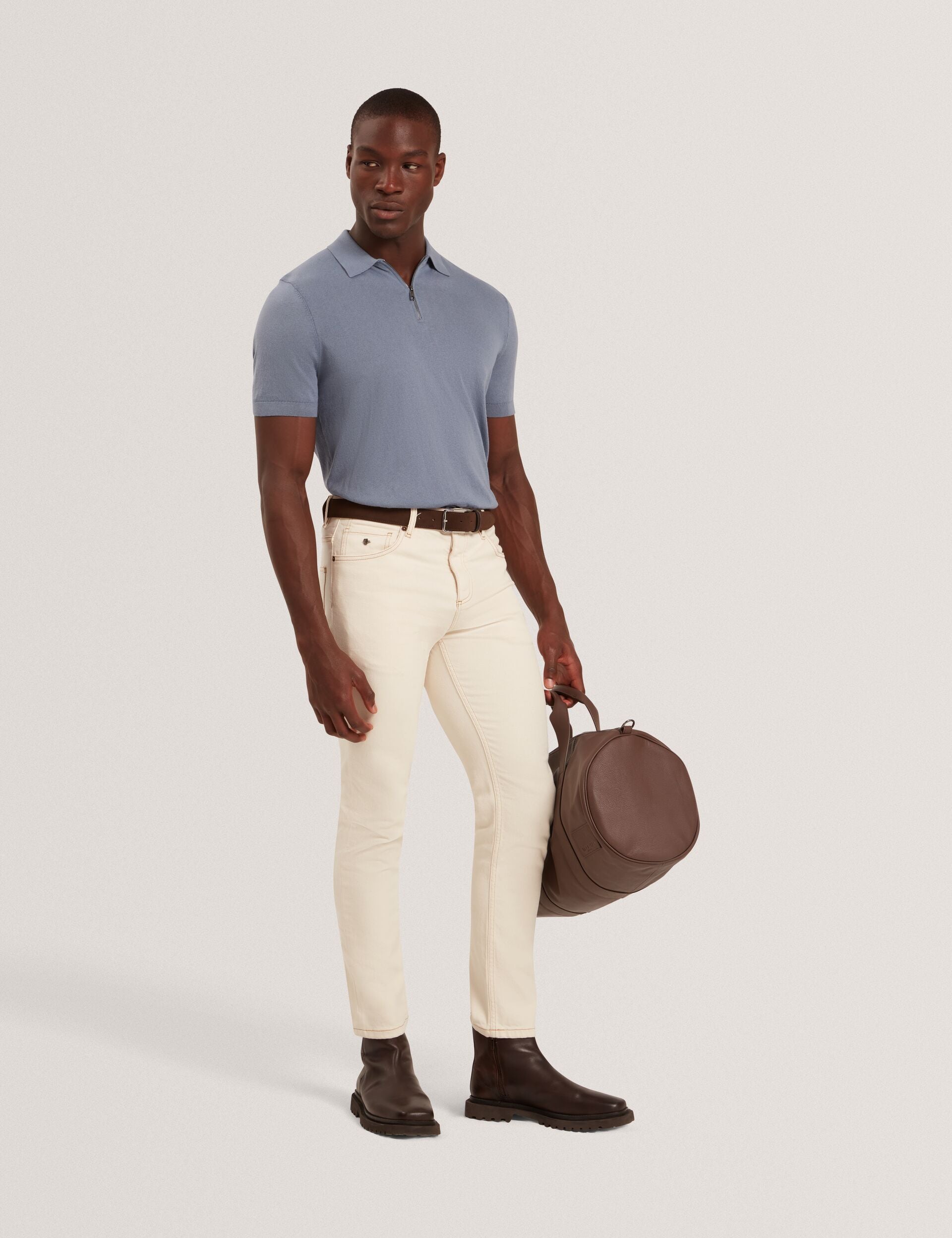 Ted Baker GIVRANS Silk Blend Knit Zip Neck Polo