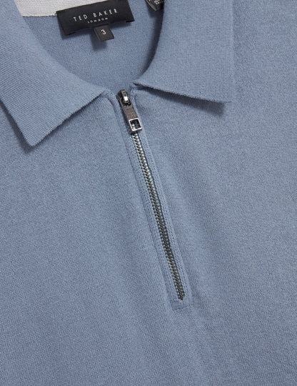 Ted Baker GIVRANS Silk Blend Knit Zip Neck Polo