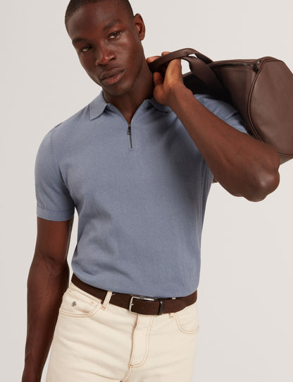Ted Baker GIVRANS Silk Blend Knit Zip Neck Polo