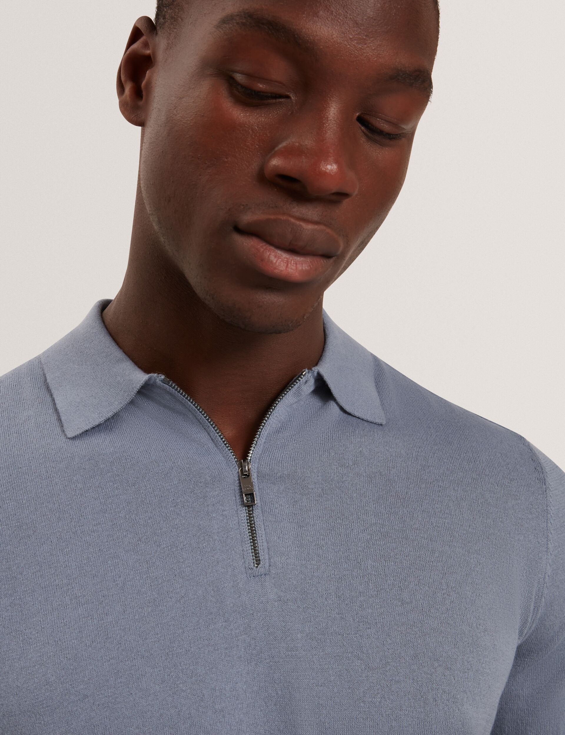 Ted Baker GIVRANS Silk Blend Knit Zip Neck Polo