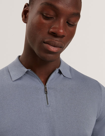Ted Baker GIVRANS Silk Blend Knit Zip Neck Polo