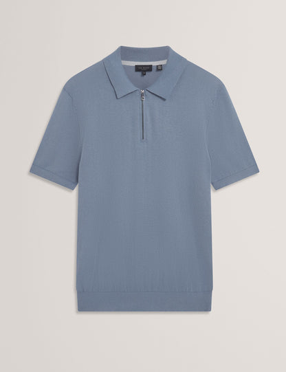 Ted Baker GIVRANS Silk Blend Knit Zip Neck Polo