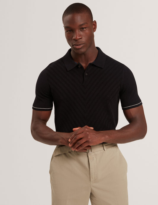 Ted Baker CHAPAL Chevron Texture Knit Short Sleeve Polo