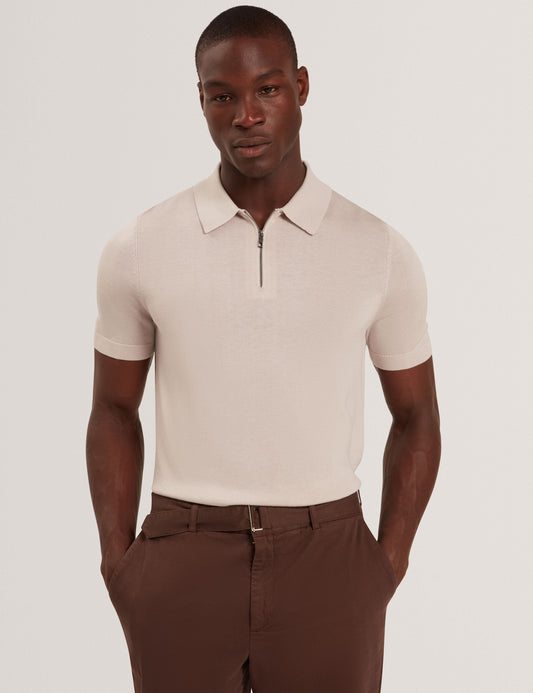 Ted Baker GIVRANS Silk Blend Knit Zip Neck Polo