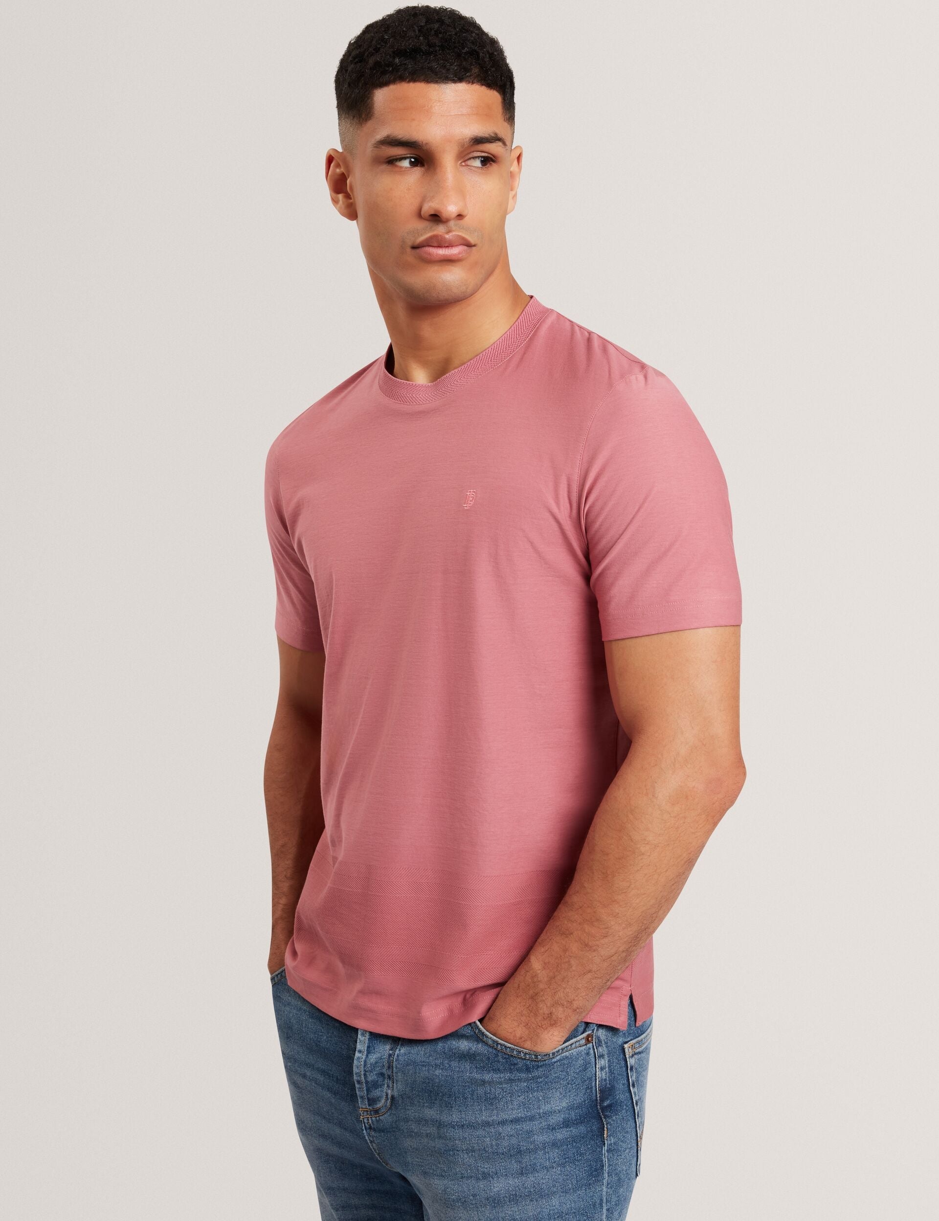Ted Baker KAELITH Textured Panel Cotton Short Sleeve T-Shirt
