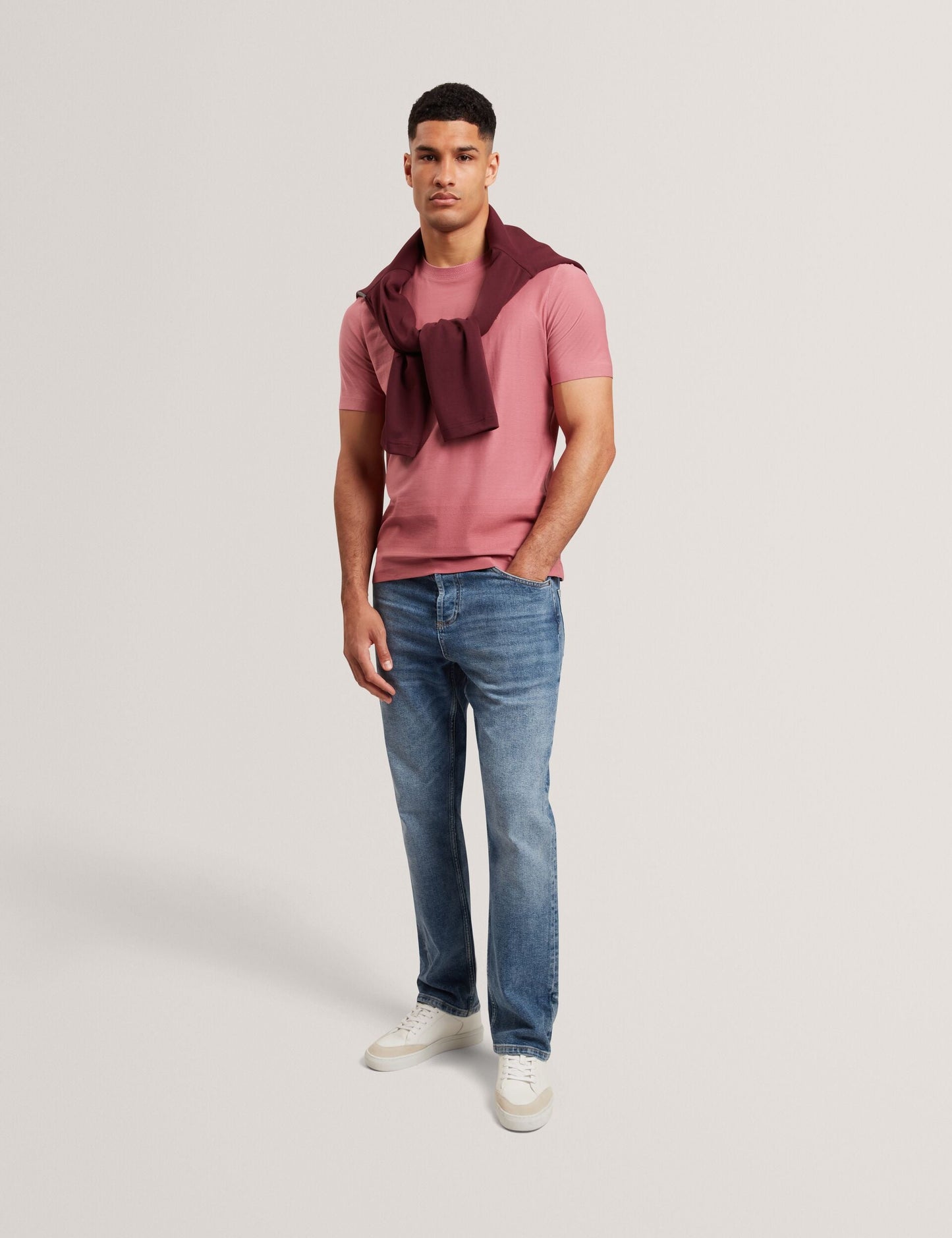 Ted Baker KAELITH Textured Panel Cotton Short Sleeve T-Shirt