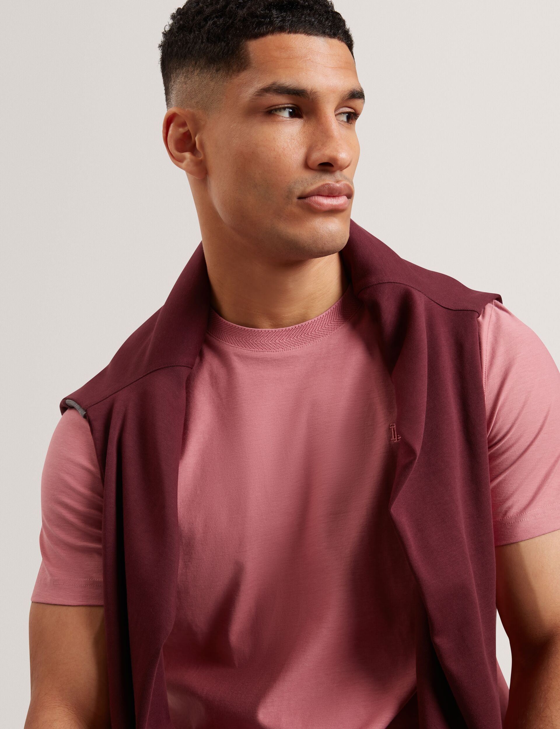 Ted Baker KAELITH Textured Panel Cotton Short Sleeve T-Shirt