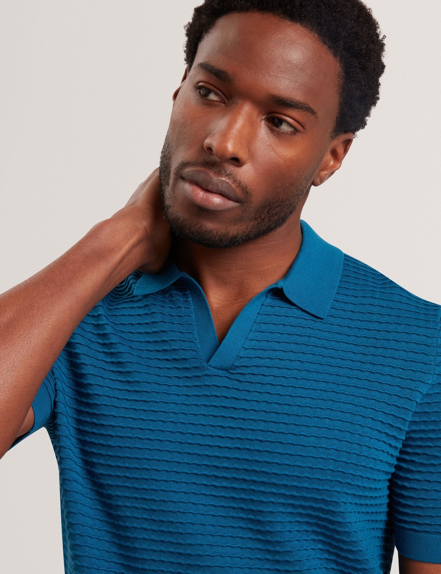 Ted Baker BESTEL Wave Stitch Pure Cotton Open Neck Polo