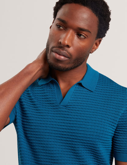 Ted Baker BESTEL Wave Stitch Pure Cotton Open Neck Polo