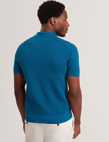 Ted Baker BESTEL Wave Stitch Pure Cotton Open Neck Polo