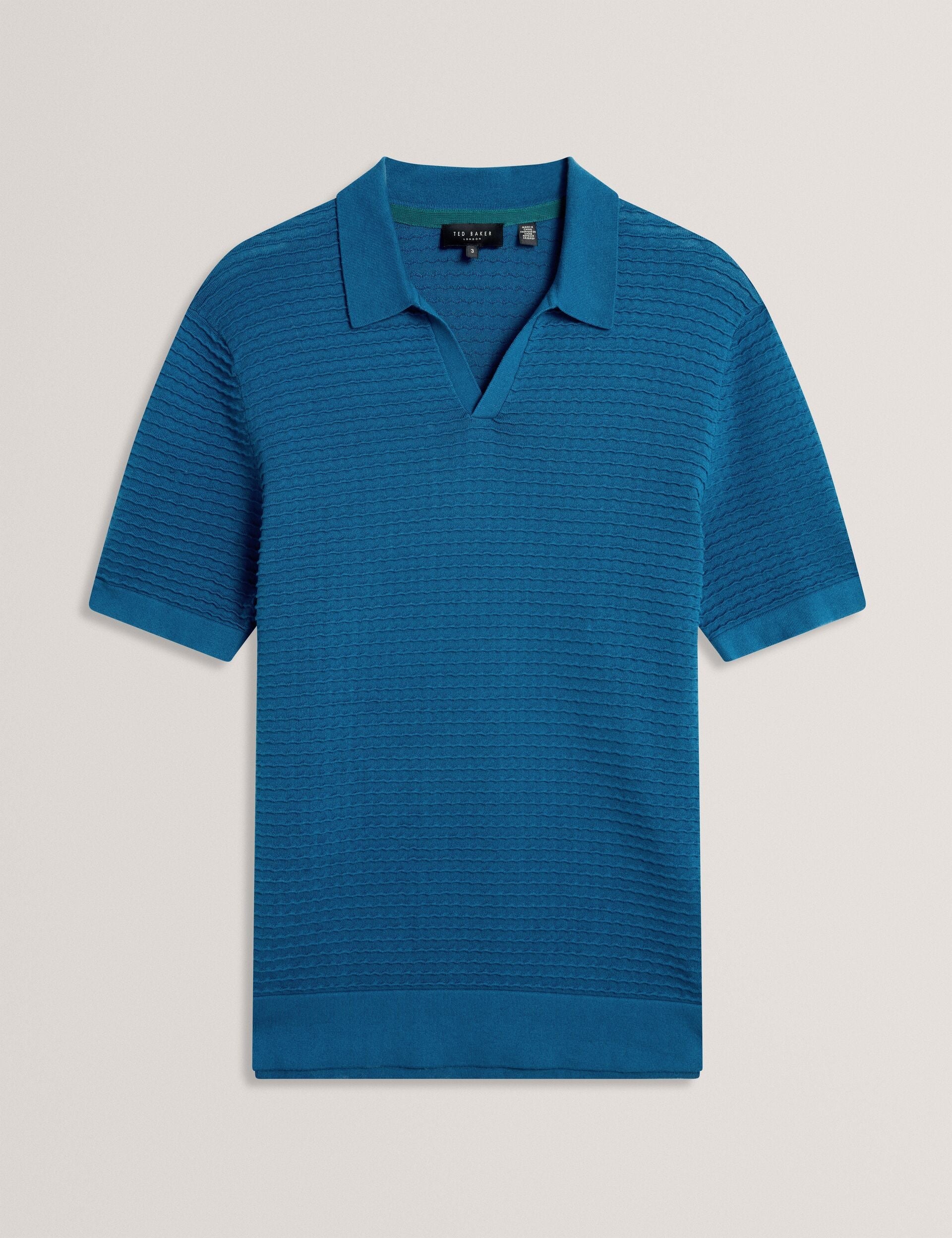 Ted Baker BESTEL Wave Stitch Pure Cotton Open Neck Polo