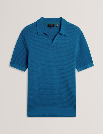 Ted Baker BESTEL Wave Stitch Pure Cotton Open Neck Polo