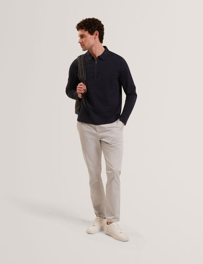 Ted Baker WYTHER Mixed Texture Zip Neck Long Sleeve Polo
