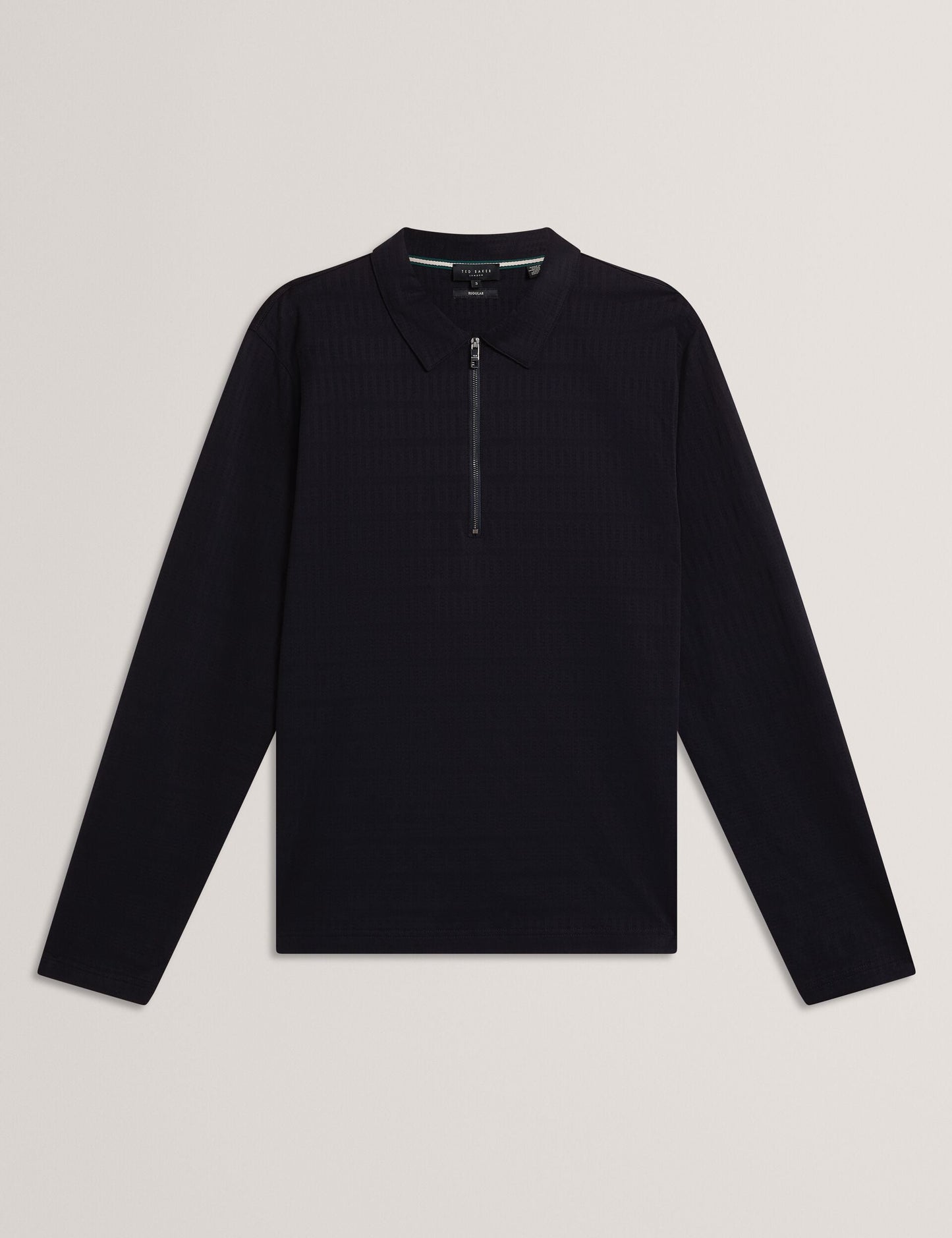 Ted Baker WYTHER Mixed Texture Zip Neck Long Sleeve Polo