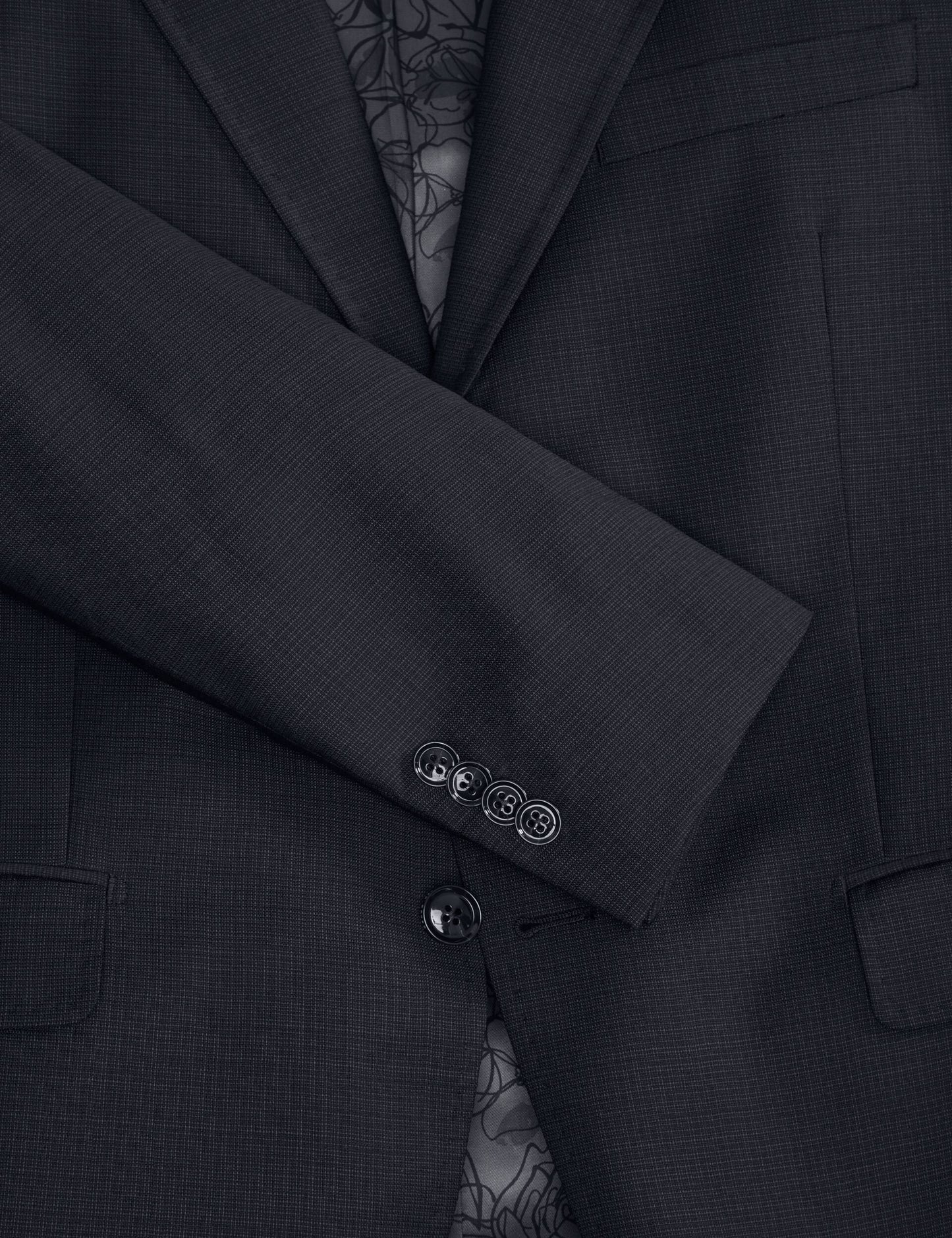 Ted Baker WRIGHT-GRID – Single Breasted Two Button Notch Fully Fashioned Grid Suit Jacket