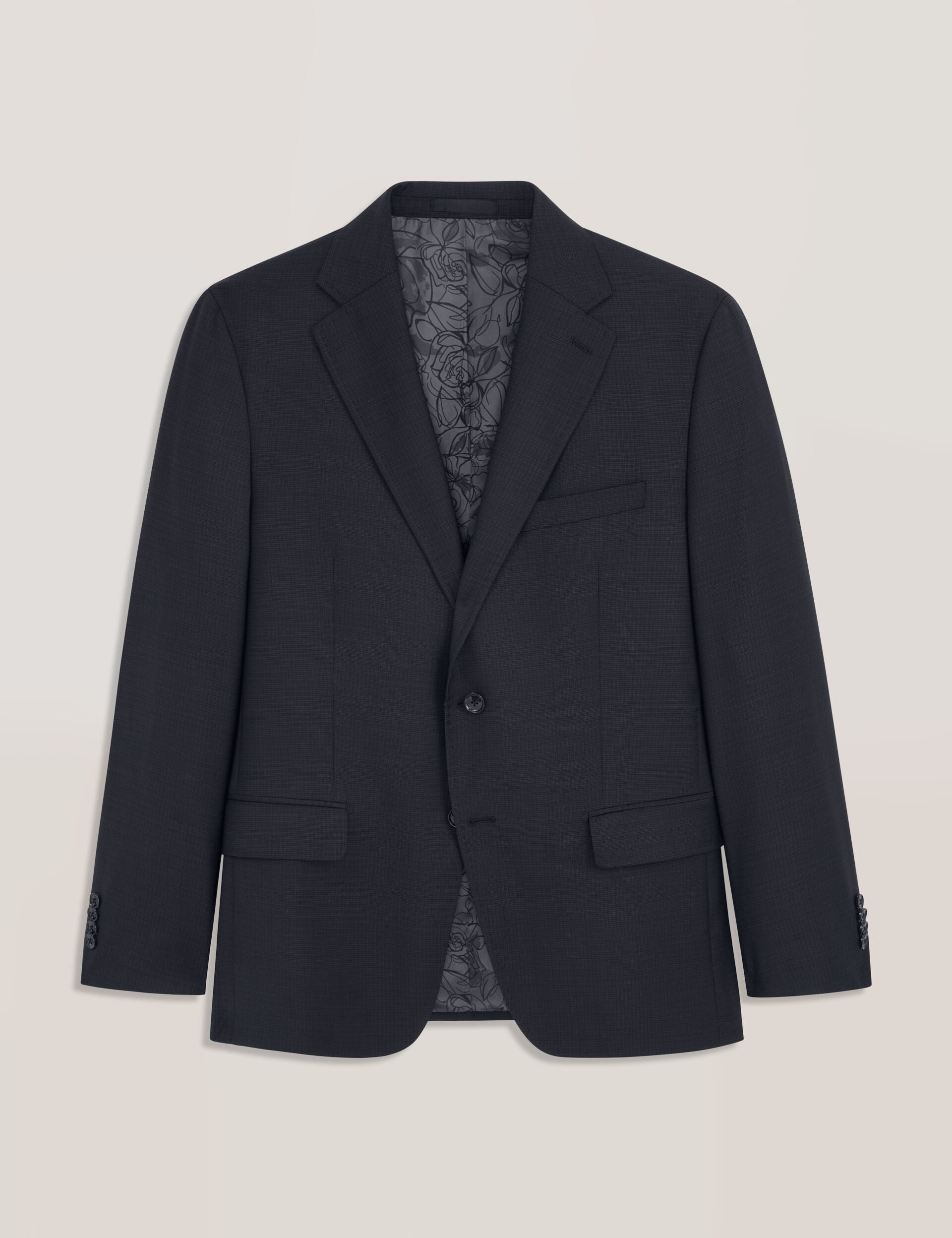 Ted Baker WRIGHT-GRID – Single Breasted Two Button Notch Fully Fashioned Grid Suit Jacket