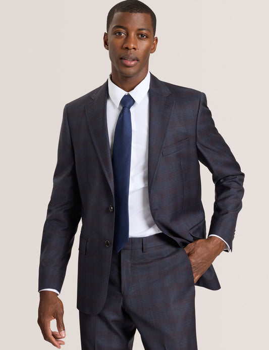 Ted Baker WRIGHT-PLAID – Single Breasted Two Button Notch Fully Fashioned Plaid Suit Jacket