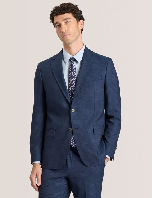 Ted Baker WRIGHT-PLAID – Single Breasted Two Button Notch Fully Fashioned Plaid Suit Jacket