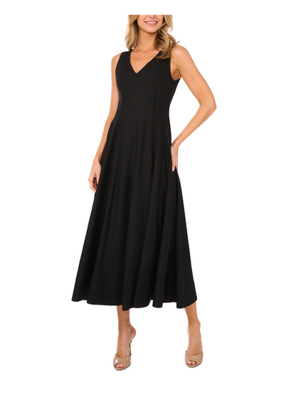 Ted Baker SLEEVELESS V-NECK PLEATED MAXI DRESS - Black