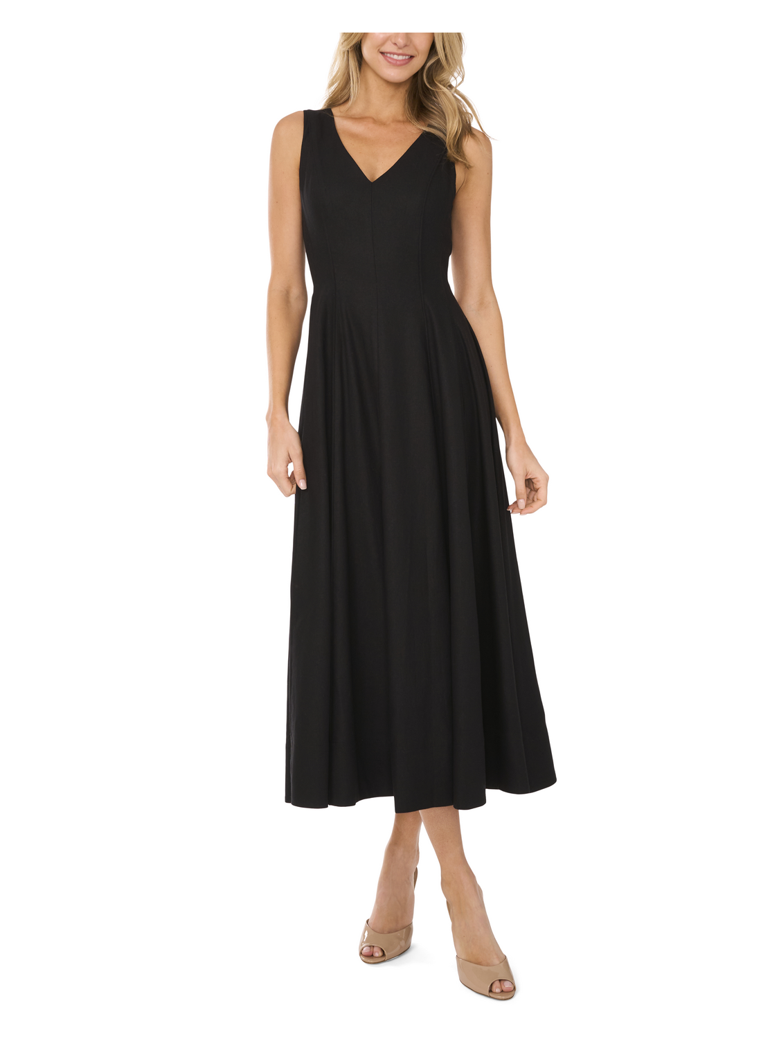 Ted Baker SLEEVELESS V-NECK PLEATED MAXI DRESS - Black
