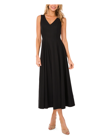 Ted Baker SLEEVELESS V-NECK PLEATED MAXI DRESS - Black