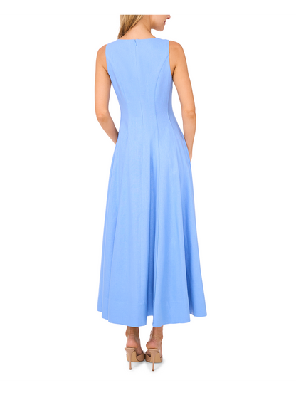 Ted Baker SLEEVELESS V-NECK PLEATED MAXI DRESS - Mid-Blue